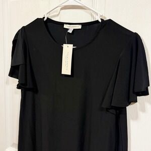 Tash + Sophie Womens Black Flutter Sleeve Shift Dress T0372M NWT Size S